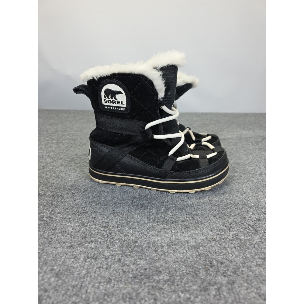 Sorel Womens Glacy Explorer Shortie Quarry Snow Boot Size 6 Black Waterproof
